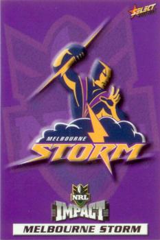 2001 Select Impact #73 Melbourne Storm crest Front